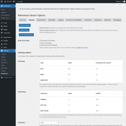 Page screenshot: Settings &rarr; Relevanssi &rarr; 
			Indexing