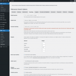 Page screenshot: Settings &rarr; Relevanssi &rarr; 
			Searching