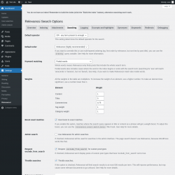 Page screenshot: Settings &rarr; Relevanssi &rarr; 
			Searching