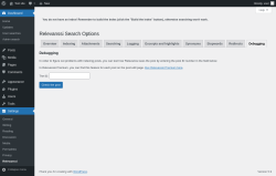 Page screenshot: Settings &rarr; Relevanssi &rarr; 
			Debugging