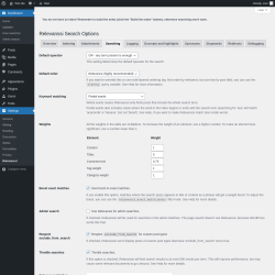 Page screenshot: Settings &rarr; Relevanssi &rarr; 
			Searching