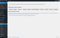 Page screenshot: Settings &rarr; Relevanssi &rarr; 
			Attachments