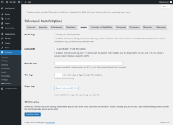 Page screenshot: Settings → Relevanssi → 
			Logging