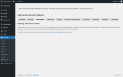 Page screenshot: Settings &rarr; Relevanssi &rarr; 
			Attachments