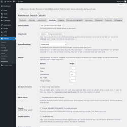Page screenshot: Settings &rarr; Relevanssi &rarr; 
			Searching