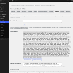 Page screenshot: Settings &rarr; Relevanssi &rarr; 
			Stopwords
