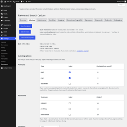 Page screenshot: Settings &rarr; Relevanssi &rarr; 
			Indexing