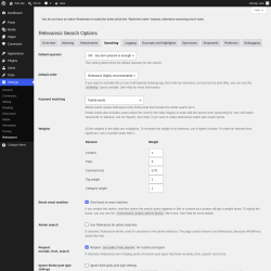 Page screenshot: Settings &rarr; Relevanssi &rarr; 
			Searching