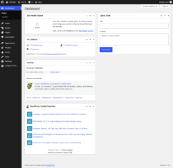 Page screenshot: Dashboard &lsaquo; Test site &mdash; WordPress