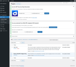 Page screenshot: Plugins ‹ Test site — WordPress