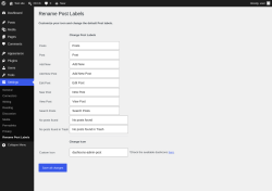 Page screenshot: Settings &rarr; Rename Post Labels