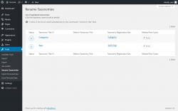 Page screenshot: Tools &rarr; Rename Taxonomies