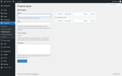 Page screenshot: Properties → Property types