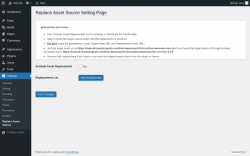 Page screenshot: Settings &rarr; Replace Asset Source