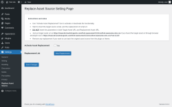 Page screenshot: Settings &rarr; Replace Asset Source