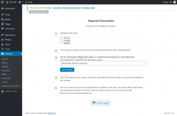 Page screenshot: Required Taxonomies ‹ Test site — WordPress
