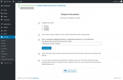 Page screenshot: Required Taxonomies ‹ Test site — WordPress