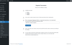 Page screenshot: Required Taxonomies ‹ Test site — WordPress