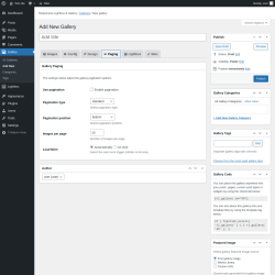 Page screenshot: Gallery &rarr; Add New &rarr; Paging