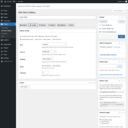 Page screenshot: Gallery → Add New Gallery → Config