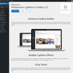 Page screenshot: Welcome to Responsive Lightbox & Gallery ‹ Test site — WordPress