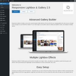Page screenshot: Welcome to Responsive Lightbox & Gallery ‹ Test site — WordPress