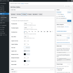 Page screenshot: Gallery → Add New Gallery → Design