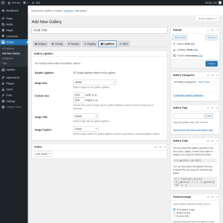 Page screenshot: Gallery &rarr; Add New Gallery &rarr; Lightbox