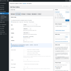 Page screenshot: Gallery &rarr; Add New Gallery &rarr; Config