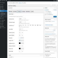 Page screenshot: Gallery &rarr; Add New Gallery &rarr; Design
