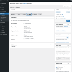 Page screenshot: Gallery &rarr; Add New Gallery &rarr; Paging