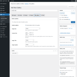 Page screenshot: Gallery &rarr; Add New Gallery &rarr; Lightbox