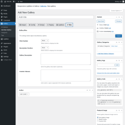Page screenshot: Gallery &rarr; Add New Gallery &rarr; Misc