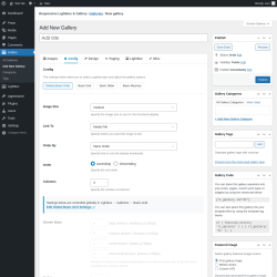 Page screenshot: Gallery &rarr; Add New Gallery &rarr; Config