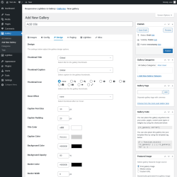 Page screenshot: Gallery &rarr; Add New Gallery &rarr; Design