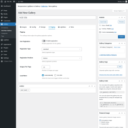 Page screenshot: Gallery &rarr; Add New Gallery &rarr; Paging