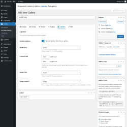 Page screenshot: Gallery &rarr; Add New Gallery &rarr; Lightbox