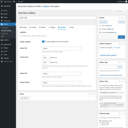 Page screenshot: Gallery &rarr; Add New Gallery &rarr; Lightbox