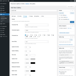 Page screenshot: Gallery &rarr; Add New Gallery &rarr; Design