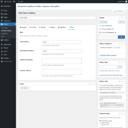 Page screenshot: Gallery &rarr; Add New Gallery &rarr; Misc