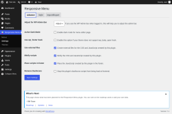 Page screenshot: Responsive Menu &rarr; Settings &rarr; Advance