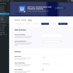Page screenshot: Bookings → Settings → Notifications