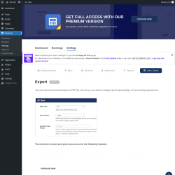 Page screenshot: Bookings → Settings → Export