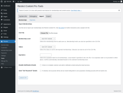 Page screenshot: Restrict → Tools → Import