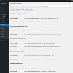Page screenshot: Restrict → Settings → Emails