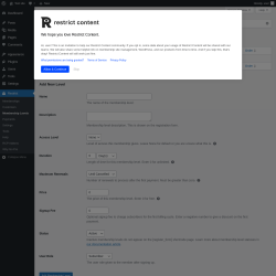 Page screenshot: Restrict → Membership Levels