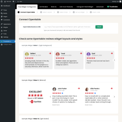 Page screenshot: Opentable reviews ‹ Test site — WordPress