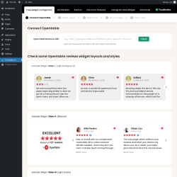 Page screenshot: Opentable reviews ‹ Test site — WordPress