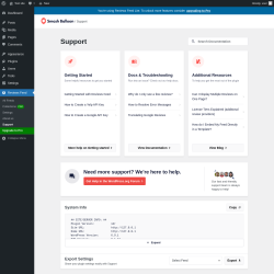 Page screenshot: Reviews Feed &rarr; Support