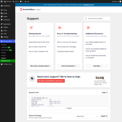Page screenshot: Reviews Feed &rarr; Support